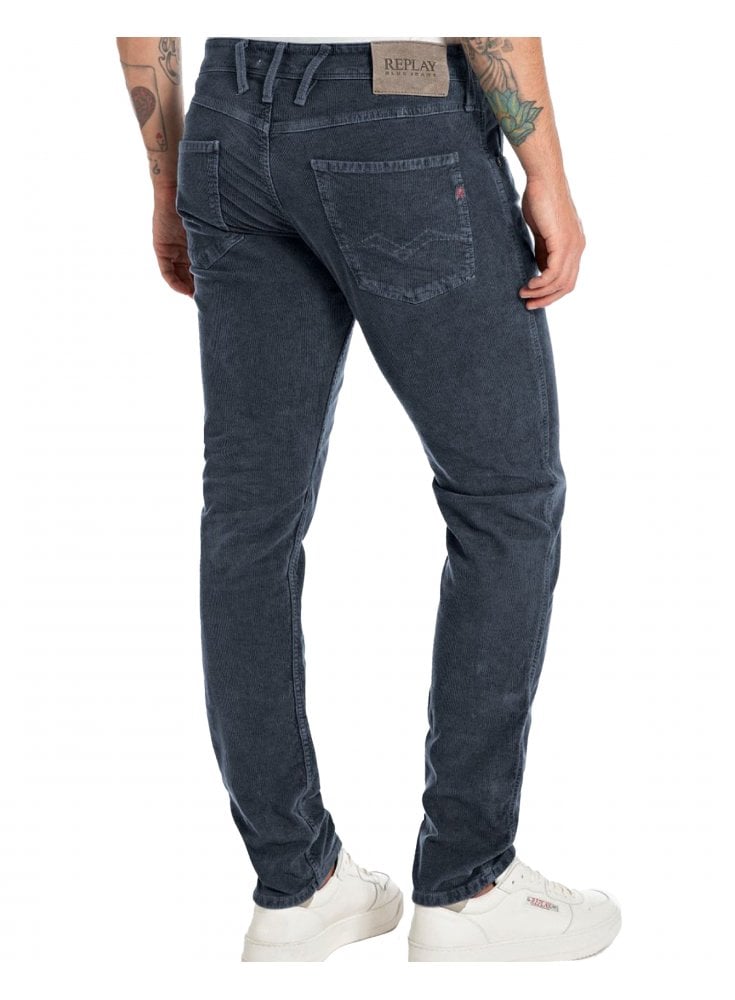 Replay Anbass Slim Fit Baby Cord Stretch Jean Navy