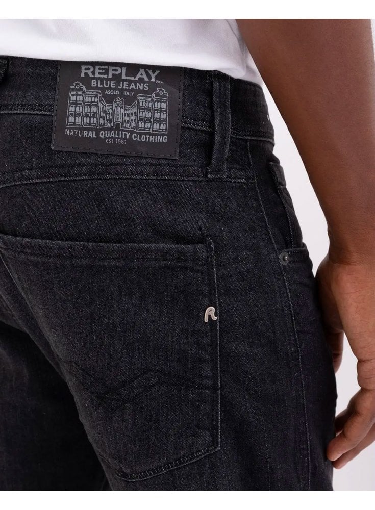 Replay Anbass Slim Fit Power Stretch Jeans Black Delave 009
