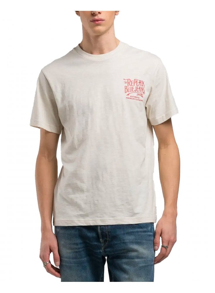 Replay Blue Jeans T Shirt Off White