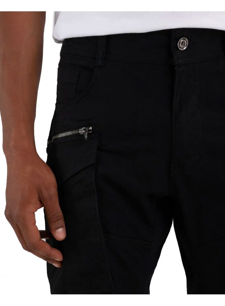 Replay Combat Pants Black With Zip & Pocket Detail 098