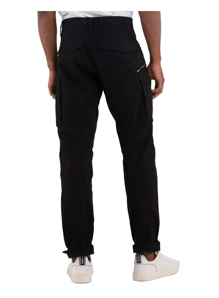 Replay Combat Pants Black With Zip & Pocket Detail 098