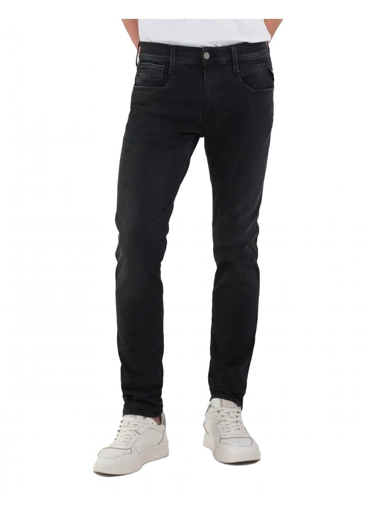 Replay Hyperflex Clouds Anbass Black Stretch Slim Fit Jean 098