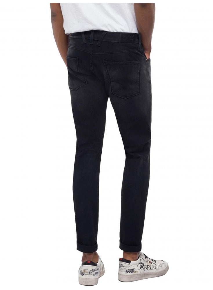 Replay Hyperflex+ Slim Fit Anbass Premium Denim Jean - Black