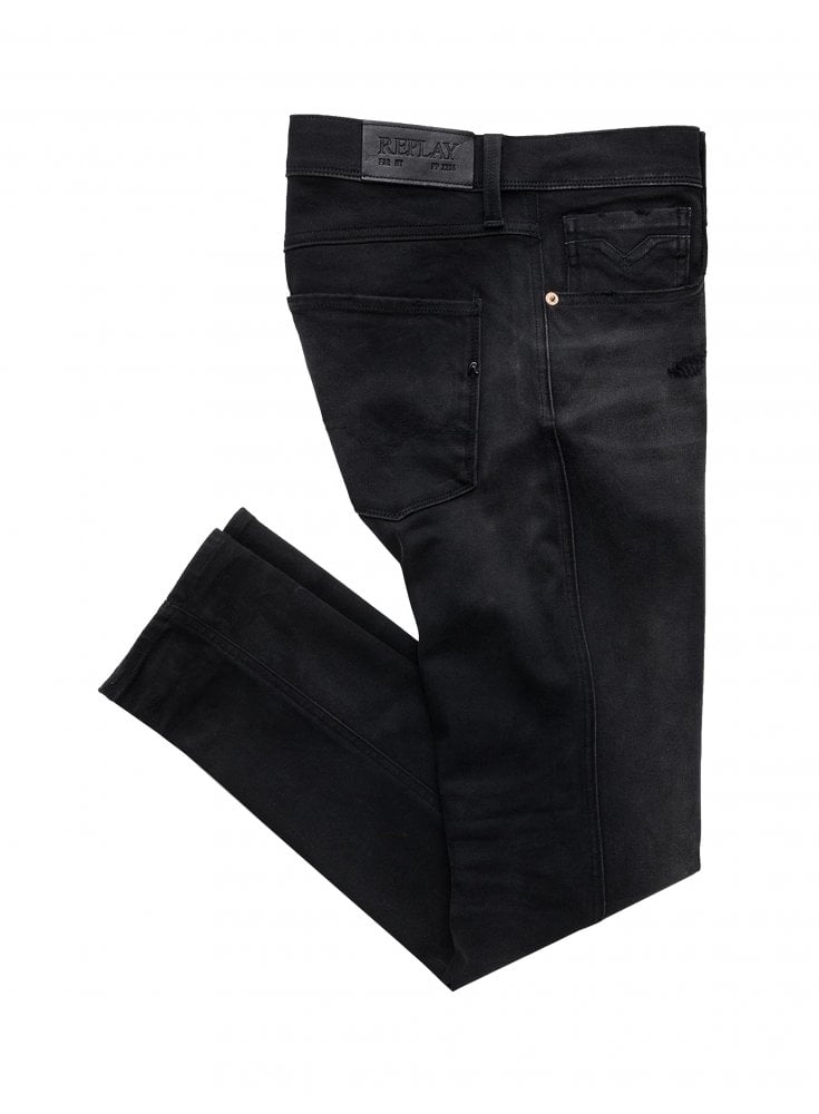 Replay Hyperflex+ Slim Fit Anbass Premium Denim Jean - Black