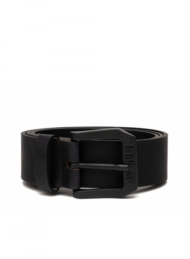 Replay Mens Leather Belt Black 098