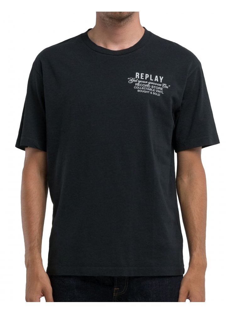 Replay Record Store T Shirt Black
