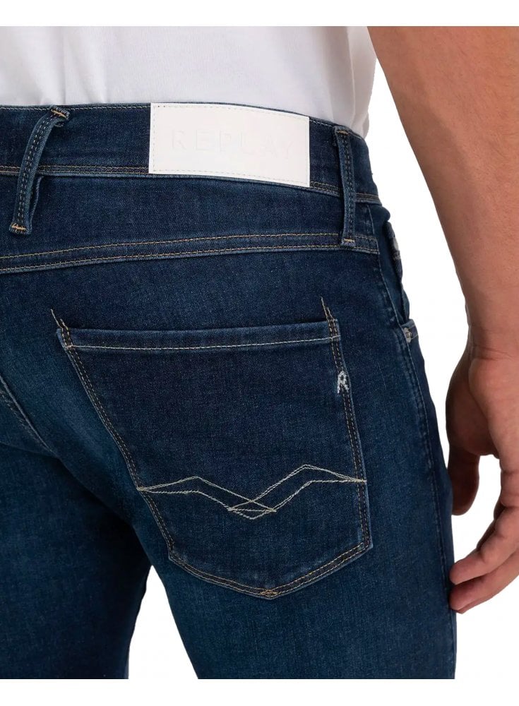 Replay Recycle 360*hyperflex Mid Blue Stretch Slim Fit Jean 007