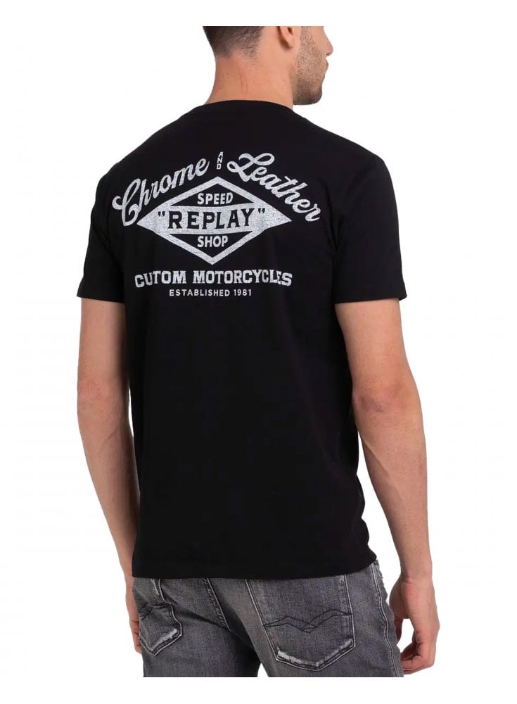 Replay Speed Shop T Shirt With Back Print Black