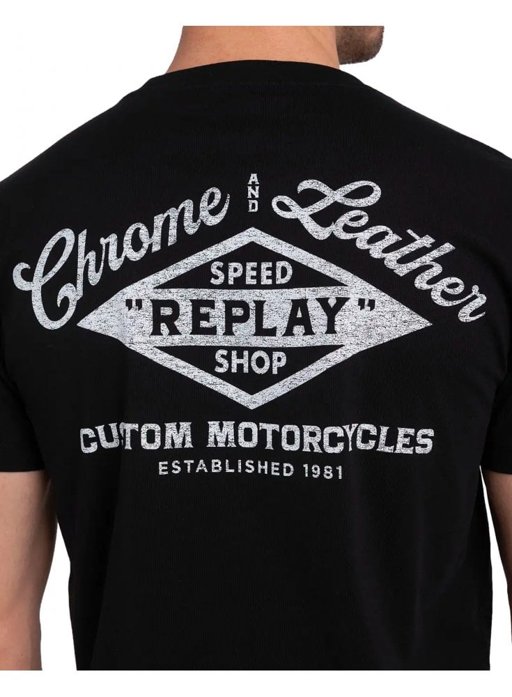 Replay Speed Shop T Shirt With Back Print Black