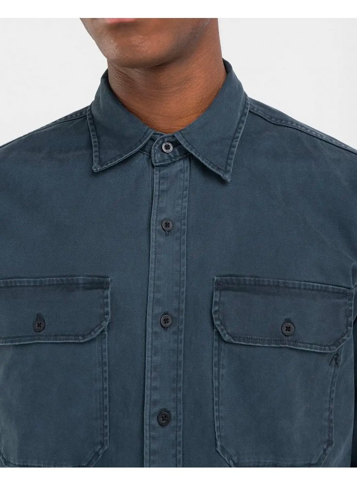 Replay Superior Standard Overshirt Stretch Cotton Twill Dark Blue