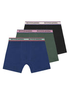 Scotch & Soda Solid Cotton Stretch 3 Pack Boxer Brief Black/green/blue