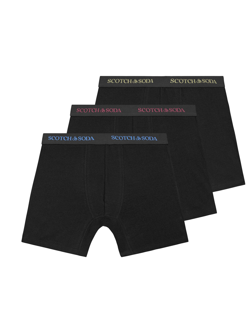 Scotch & Soda Solid Cotton Stretch 3 Pack Boxer Brief Black