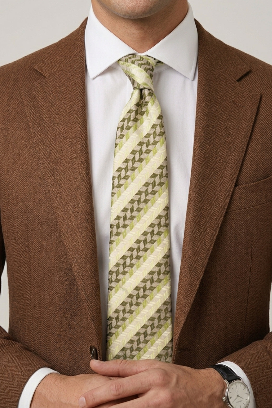 Geometric Stripes Olive Green
